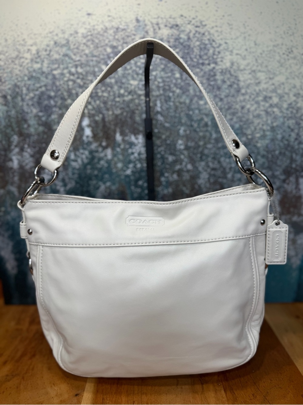 Coach Classic 2009 Zoe Chalk White Leather Hobo Shoulder Bag